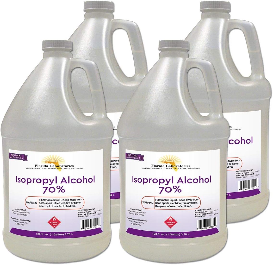 Alcohol isopropílico grado 70% alcohol para frotar, paquete de 4 galones, fabricado en Estados Unidos