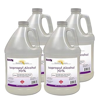 Florida Laboratories Isopropyl Alcohol 70% Rubbing Alcohol, 4 Gallon Pack, Made in USA