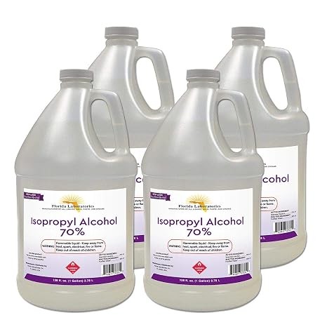 Florida Laboratories Isopropyl Alcohol 70% Rubbing Alcohol, 4 Gallon Pack, Made in USA