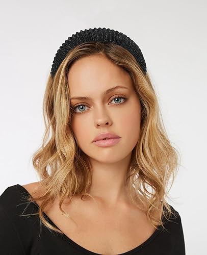 Vista 31 de Wecoe Diadema negra para mujer, diadema de diamantes de imitación de moda, diadema acolchada, diadema de diamantes brillantes con cuentas