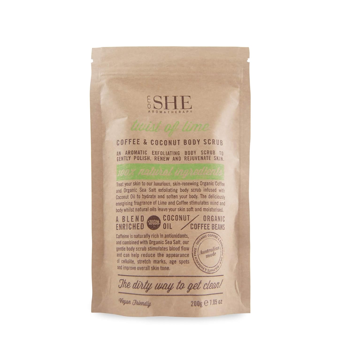 Om She Aromatherapy Coffee & Coconut Body Scrub Twist of Lime