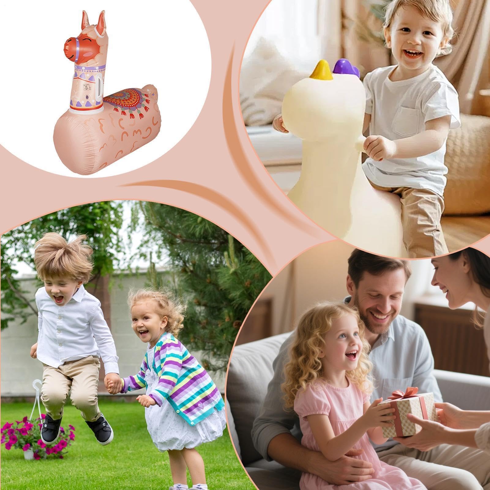 Hüpfpferd für Kinder ab 3 Jahren - Aufblasbares Hüpftier zum Aufsitzen - Ergonomisches Springtier zur Förderung von Balance & Koordination - Robustes Gummitier für Drinnen & Draußen