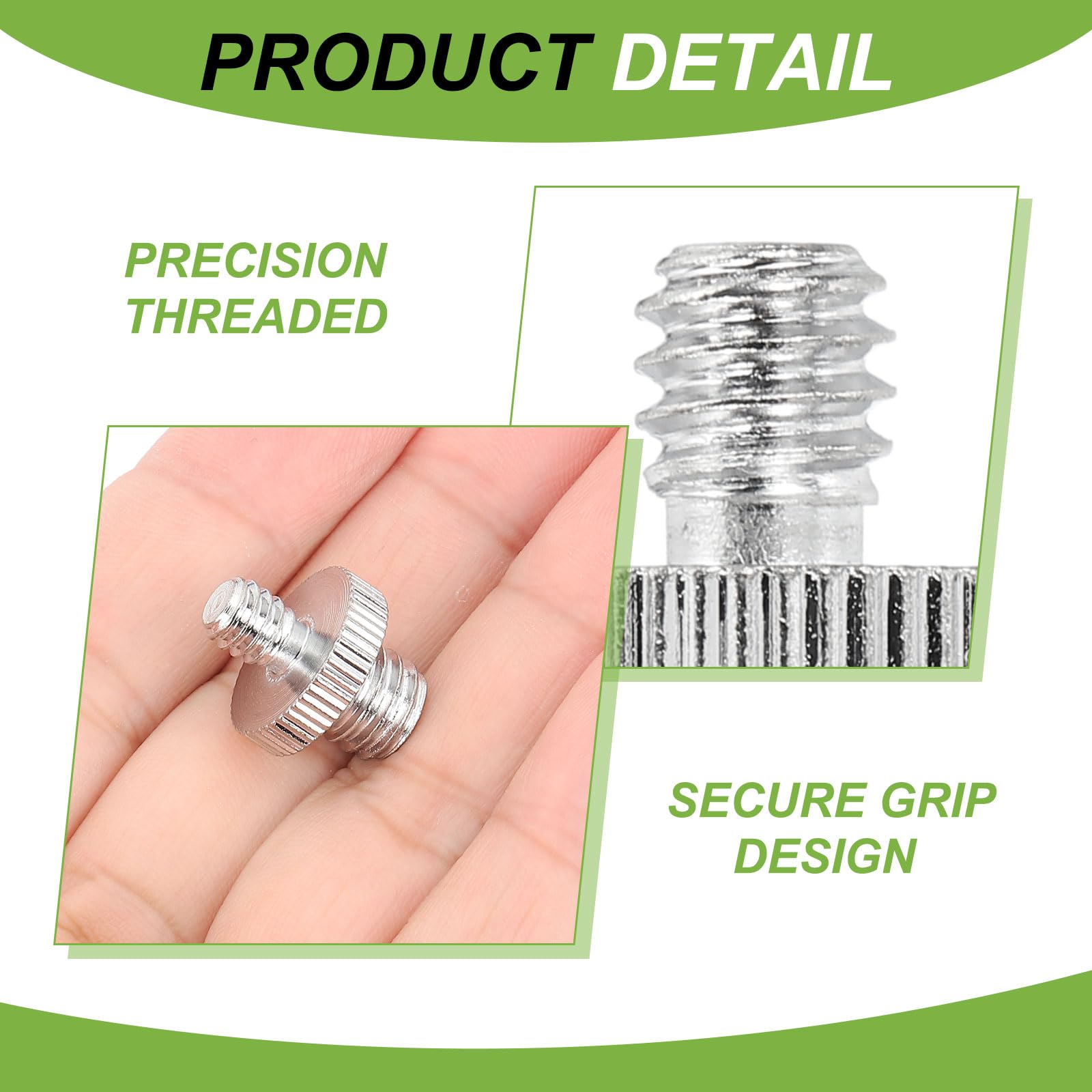 PATIKIL Adattatore Filettato Da 3/8" Maschio A 1/4" Maschio Per Treppiede Fotocamera, 2 Pezzi Adattatore Convertitore Per Microfono Treppiede Monopiede Testa A Sfera Supporto Luce, Argento