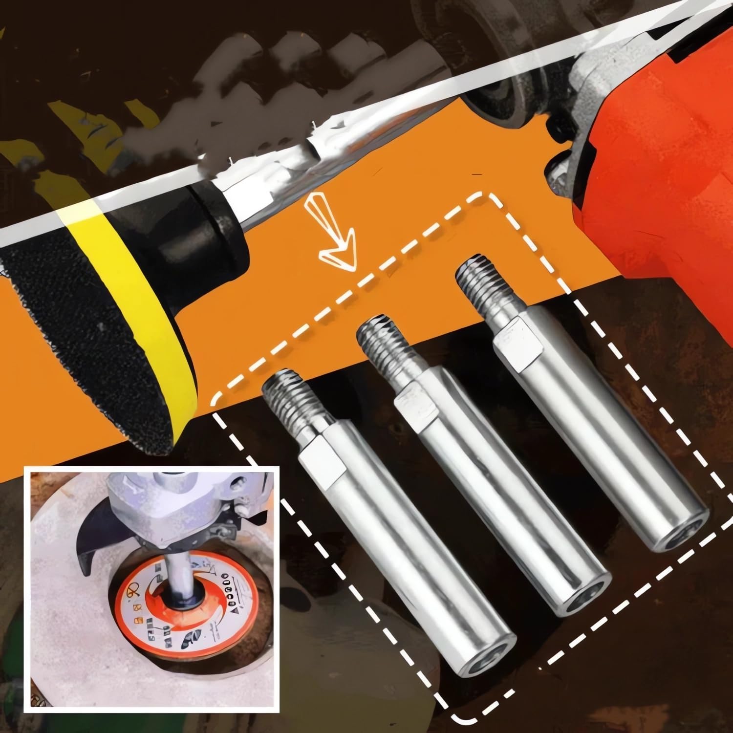 2024 Angle Grinder Extension Connecting Rod - 【New Version】Angle Grinder Attachments, 5/8"-11 Thread Angle Grinder Extension Shaft, Angle Grinder Tool