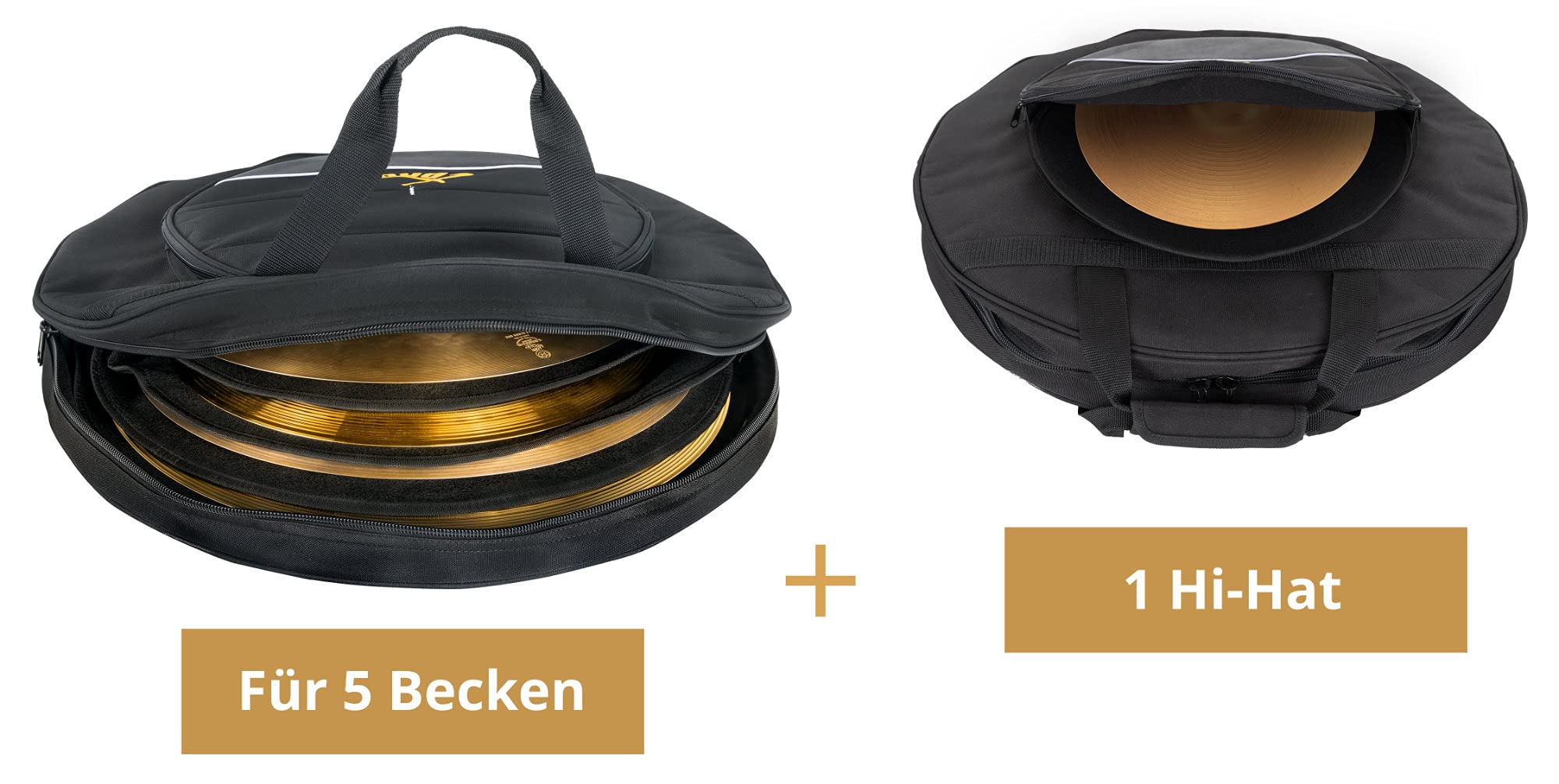 Bolsa para Platillos XDrum 22", Bolsa generosamente acolchada, Peso: 2 | Para hasta 5 platillos de hasta 22" de tamaño, Material exterior resistente al agua y a las roturas, 0 kg, Color: Negro