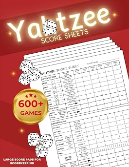 Yahtzee Score Pads Yahtzee Sheets for Scorekeeping , 8.5 X 11 Large Print Yahtzee Game Score Book