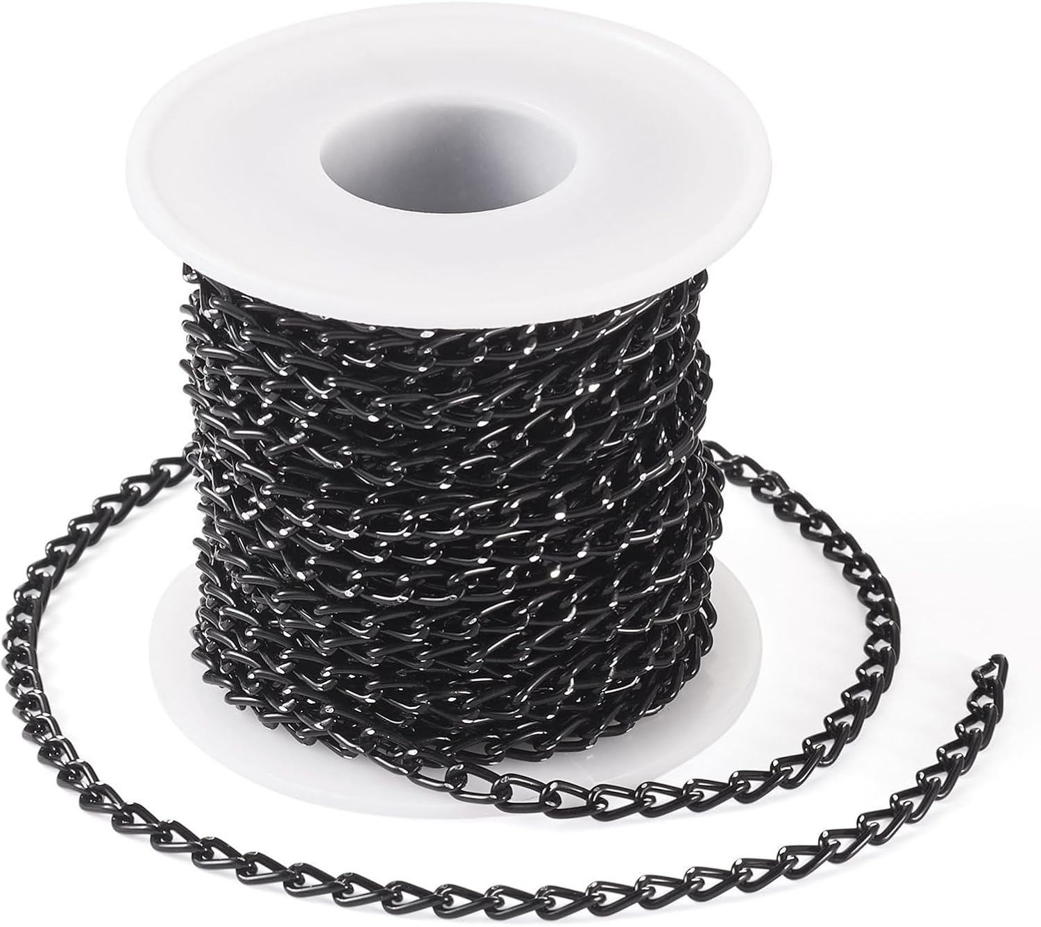 Pandahall 32.8 Ft Black Aluminium Curb Chain 7x4x1mm Black Aluminium Thin Chain Rack Plating Twisted Link Chains for Jewelry Making Necklace Bracelet