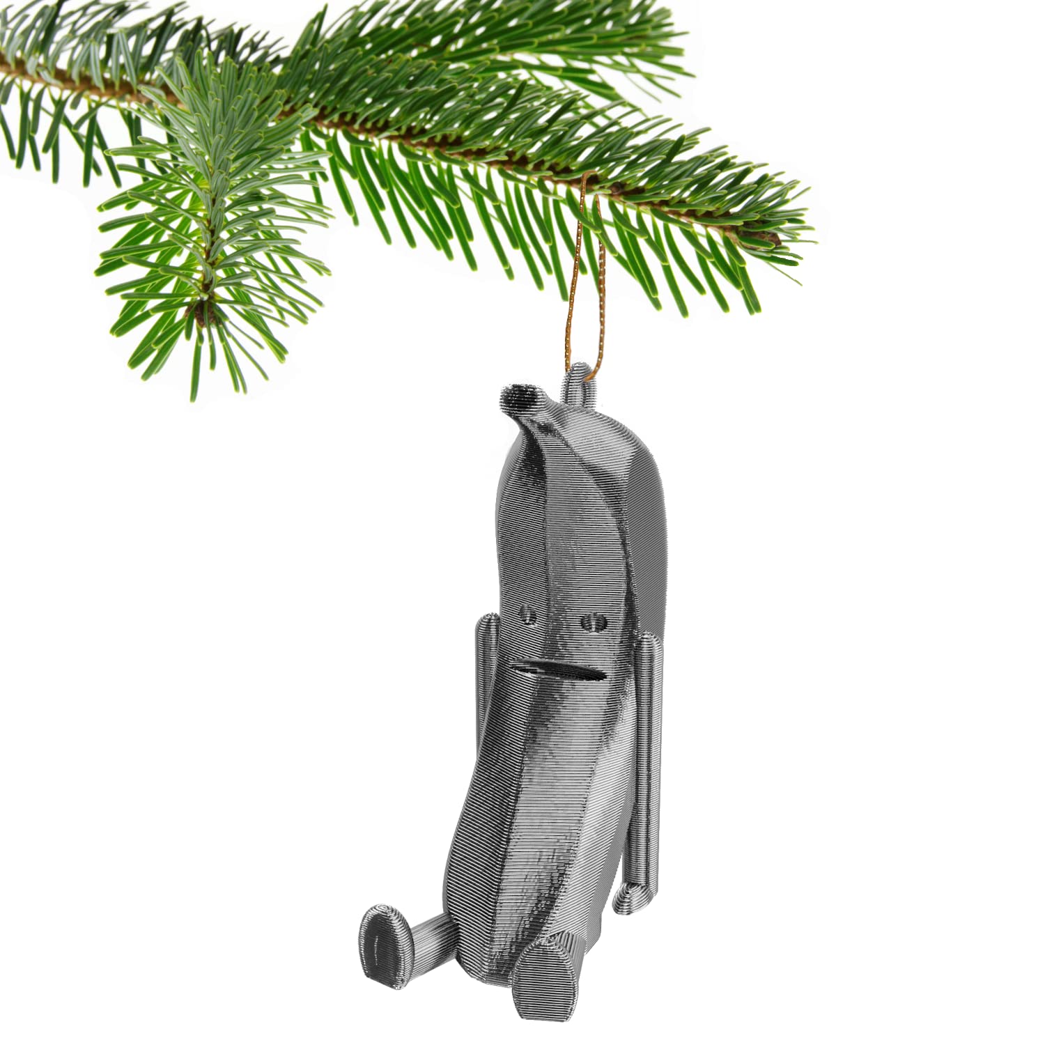 3D Cabin Silver Banana Scrooge Christmas Tree Bauble Decoration Ornament For Christmas Xmas Noel (Silver)
