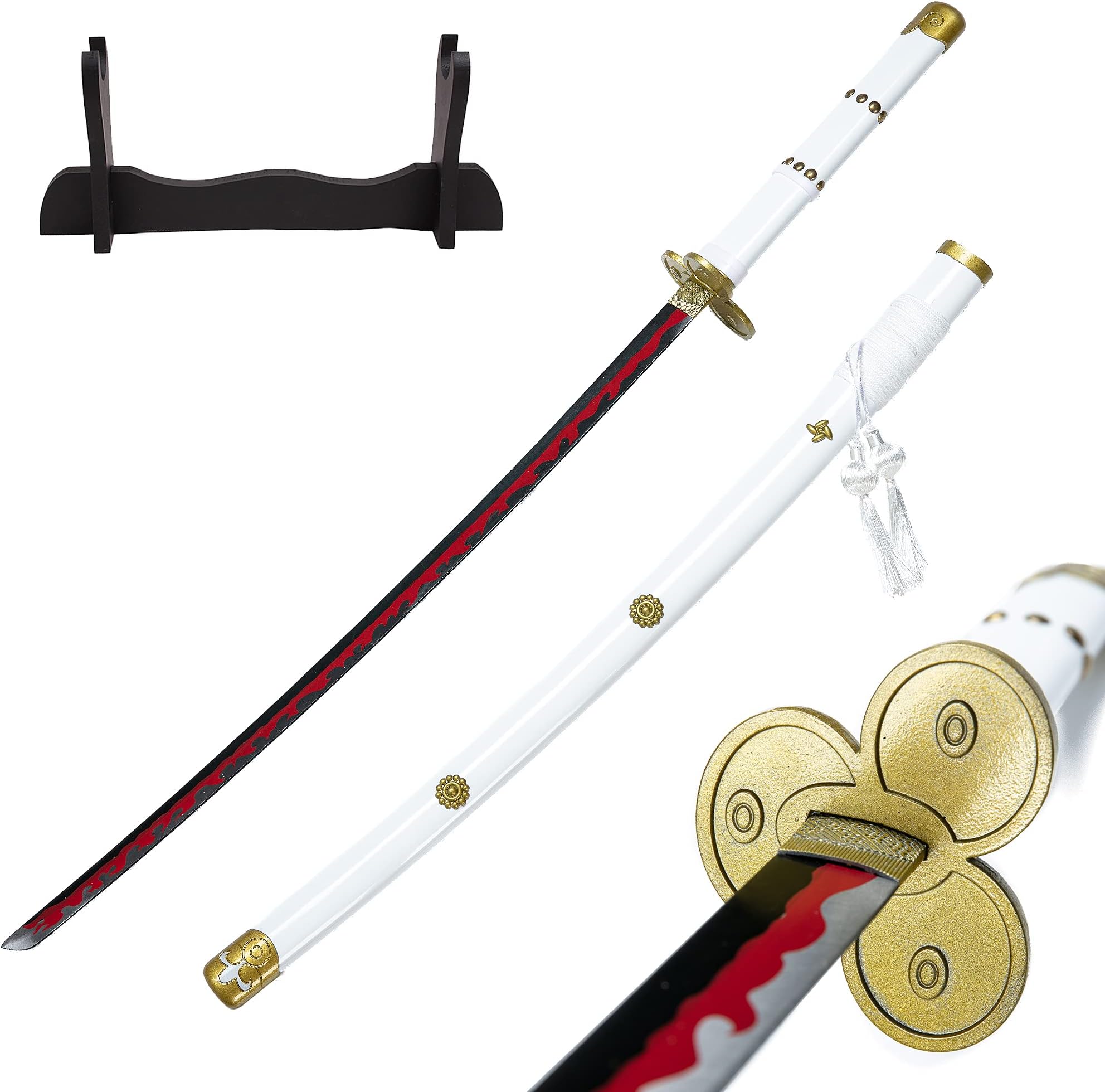 Roronoa Zoro Sword Handmade Katana cosplay Anime Sword, Kitetsu/Trafalgar Law/Kozuki Oden, purple White Black Yama Enma Sword,Anime Original Texture,for Role-Playing Performance