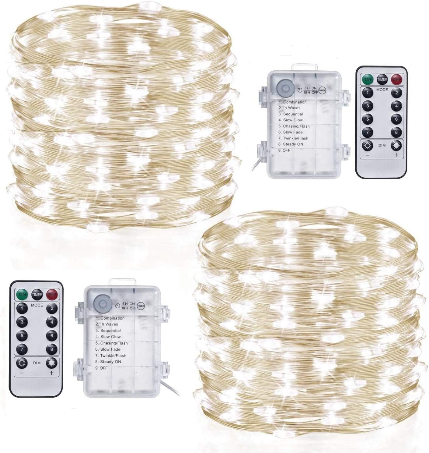 TingMiao Cool White Fairy Lights 33ft 100 LED String Lights