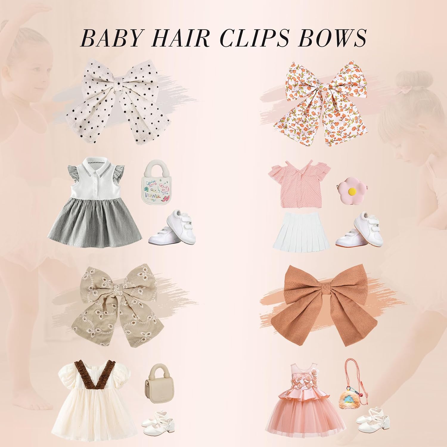 8 PCS Toddlers Hair Bows, Handmade 5" Hair Clips for Girls, Hair Accessories for Toddler Baby Girl Kids School Parties Christmas Gifts Stocking Stuffers (Fancy Design)