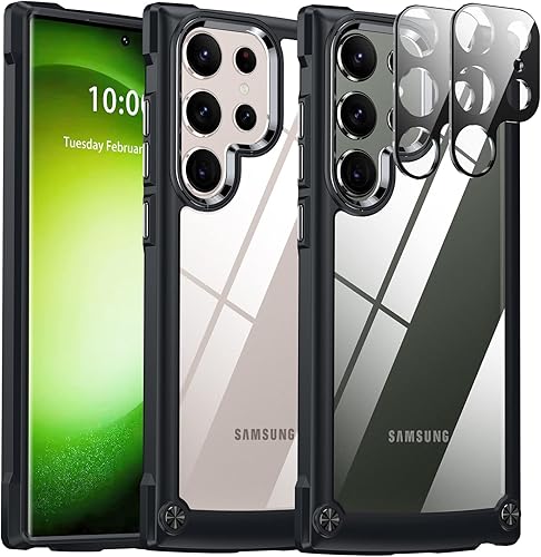 Vista 39 de Oterkin Funda transparente para Samsung Galaxy S23 Plus, [20X antiamarilleamiento] S23 Plus con 2 protectores de pantalla de vidrio templado, 4