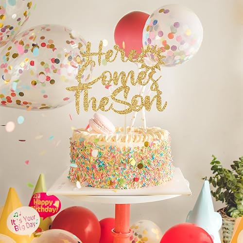 Miniatura 3 de Here Comes The Son - Decoración para pastel de baby shower con temática de sol - Welcome Little Sunshine, decoración de fiesta de baby shower con