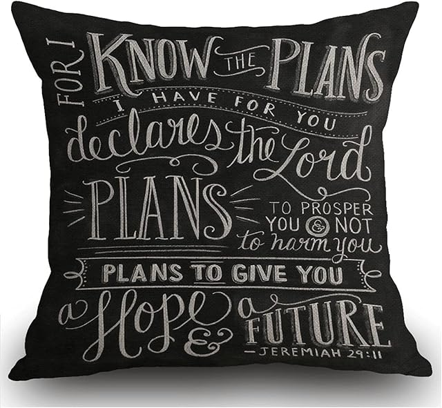 Smooffly Vintage Bible Verse Scripture Quotes Psalms Sayings Cushion Cover 45x45 cm,Christian Bible Verse Jeremiah 29:11 God Hope Future Faith Throw Pillow Cover Pillow Case for Sofa 18x18 inches
