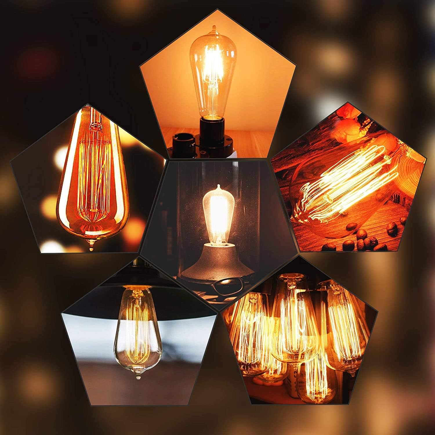 LEESANRAN DC 12V Antique Edison 60W Dimmable ST58 Vintage Light Bulbs, Soft White Light Bulbs - E26 Base - Amber Glass - Tear Drop Top Lamp (3 Pack) for Chandeliers Wall Sconces Pendant Lighting