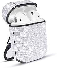 HIDAHE Airpods Case, AirPods Cases Cute, Airpods Skin, Airpods Accessories, Shinny Glitter Bling Leather Case Cover Women Girls Hard Case for Airpods 1 & 2 Charging Case, Glitter White - coolthings.us
