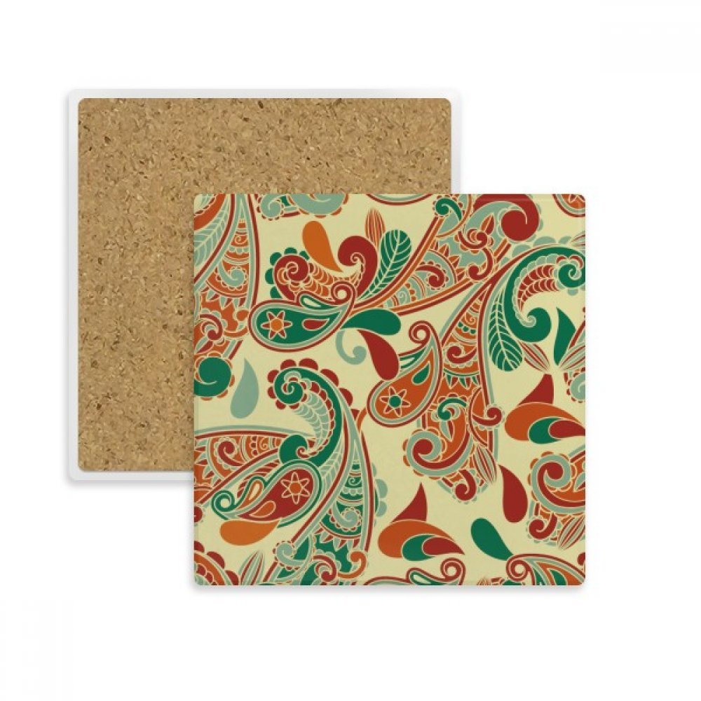Coaster carré motif résumé fleur dessous de verre absorbant multicolore