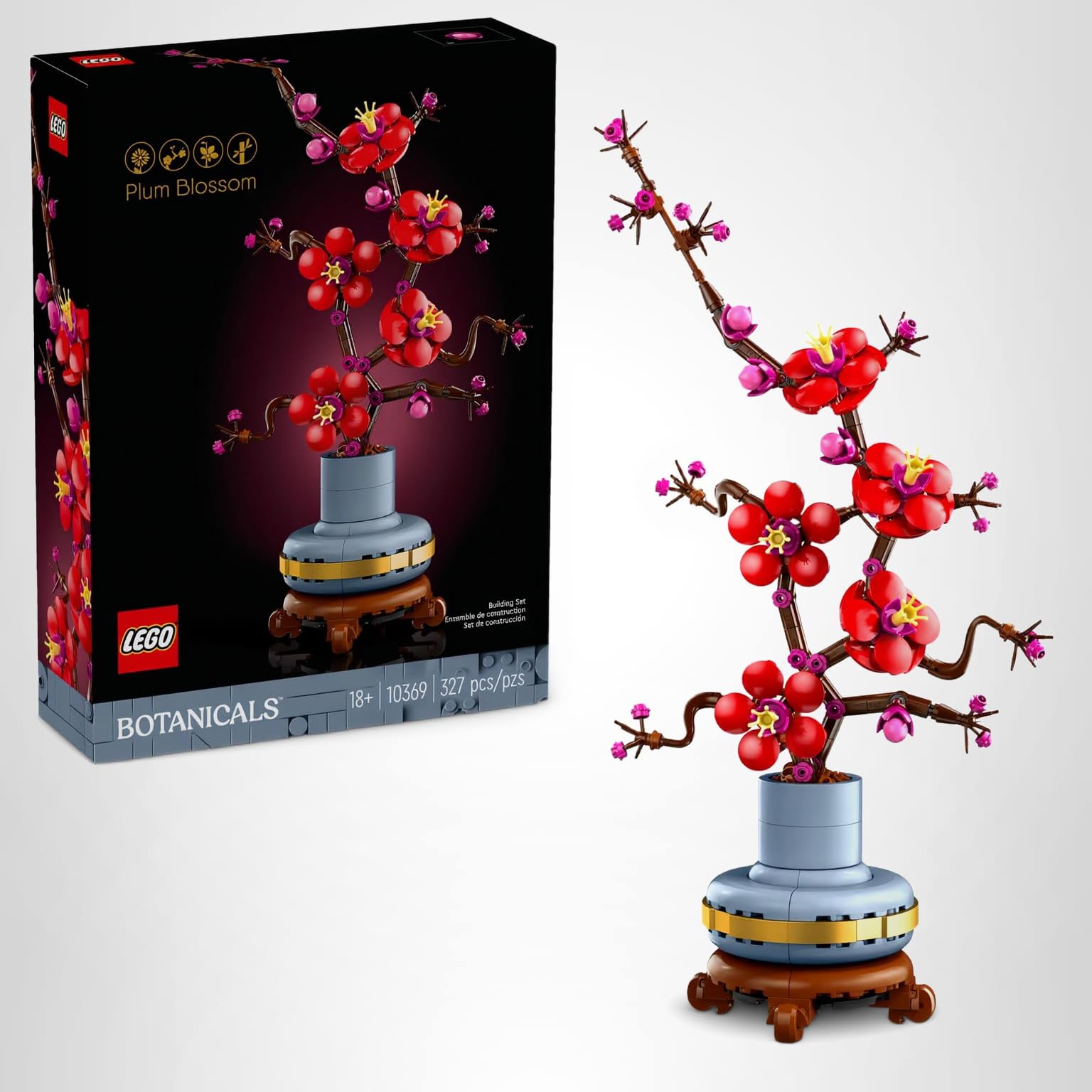 LEGO Botanicals Plum Blossom Building Sets for Adults - Artificial Flower for Dinner Table Centerpiece, Living Room Home Decor, Ages 18+ - DIY Craft Kits - Gift for Birthdays - 10369