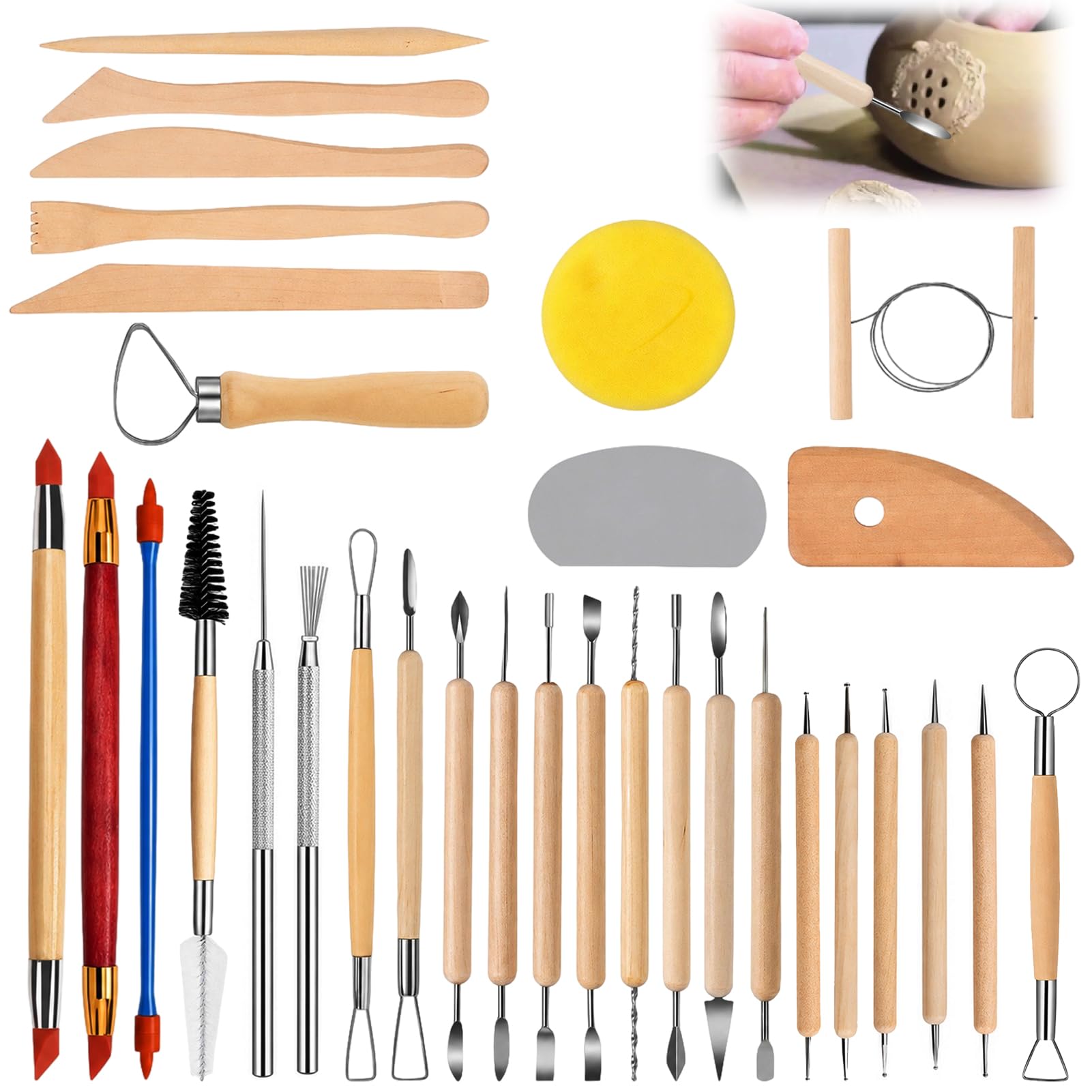 Modellierwerkzeug & Kugelkopfnadel Set für Polymer Clay