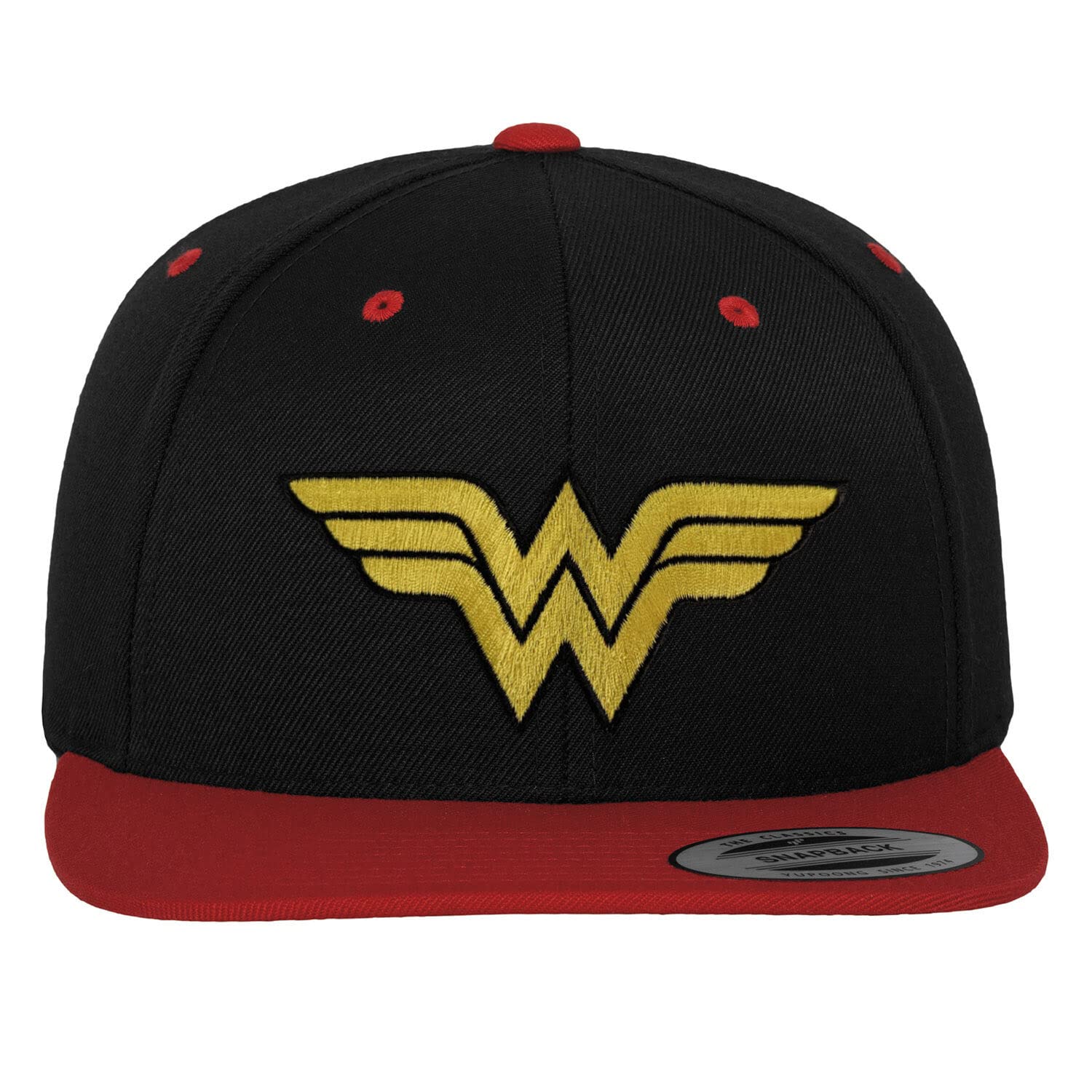 Wonder Woman Officially Licensed Premium Snapback Cap (Black-Red)
