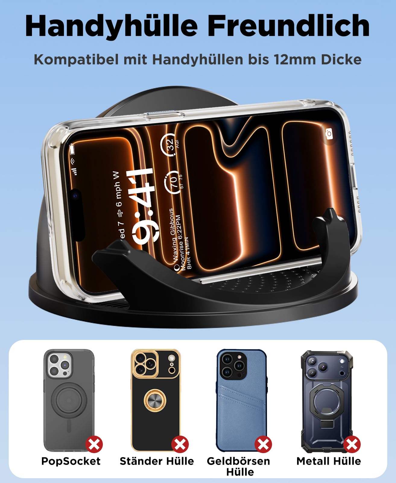 Beeasy 15W Handyhalterung Auto mit Ladefunktion, [2026 Kühlung Lüfter] Qi Induktive Ladestation Auto Handy Halterung Armaturenbrett, Wireless Charger Kfz für iPhone Samsung Smartphone