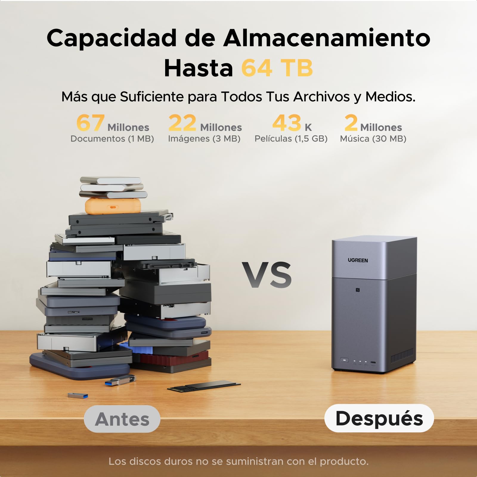 UGREEN NASync DH2300 2-Bay Desktop-NAS-Bundle mit USV