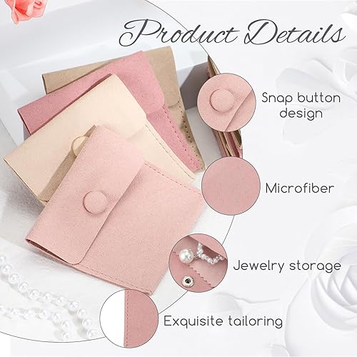 Miniatura 3 de Cunno Paquete de 120 bolsas de microfibra para joyas con paño de limpieza de 3.2 x 3.2 pulgadas, bolsa de embalaje de joyas con bolsas de botón a