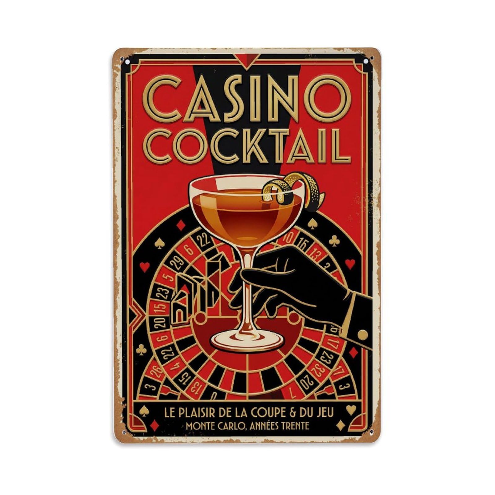 Casino Elegant Presentation Metal Tin Sign Plaque Wall Decor for Cafe, Club Bar, Office, Home Garden Metal Poster 8x12Inch