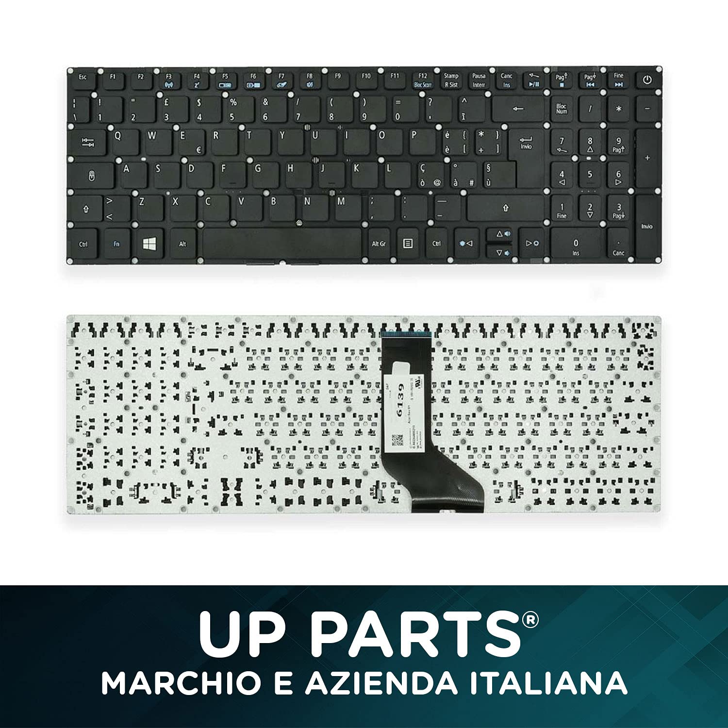 Azienda Italiana Tastiera Italiana Compatibile con Acer per Notebook Aspire A315-21 A315-41 A315-31 A315-51 A315-53 (Senza Frame Colore Nero)
