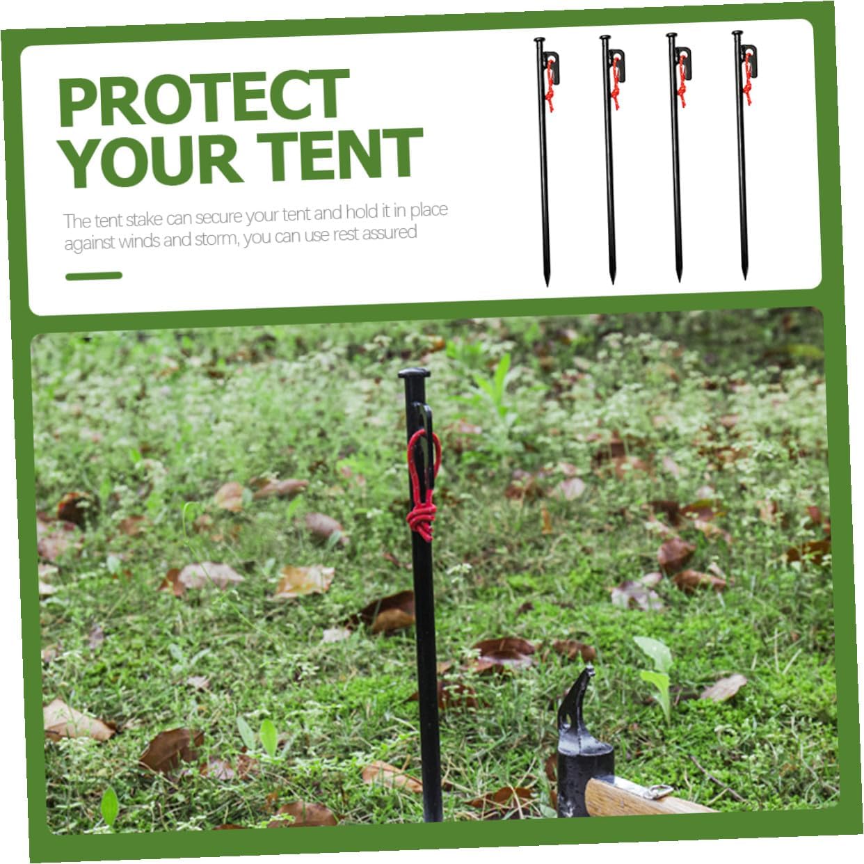 Heavy Duty Tent Stakes Set 8pcs Black 30cm Ground Pegs with Storage Bag for Outdoor Camping and Tent Anchoring