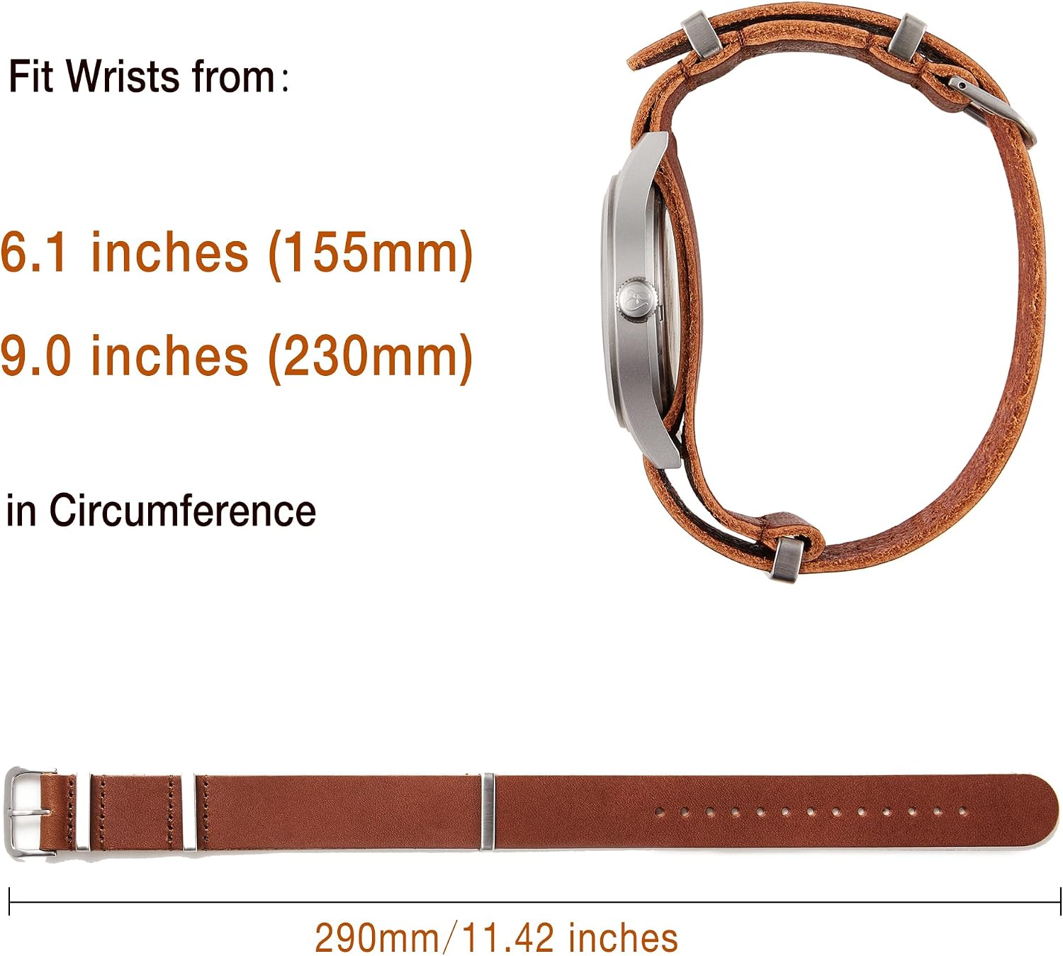Getalia Italian Vegetable-Tanned Full-Grain Leather Watch Band, 18/20/22mm
