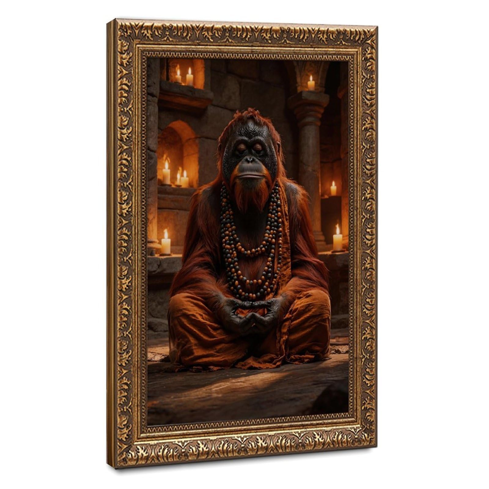 Bareronor Zen Ape Meditating Canvas Poster for Bedroom Decor Gift