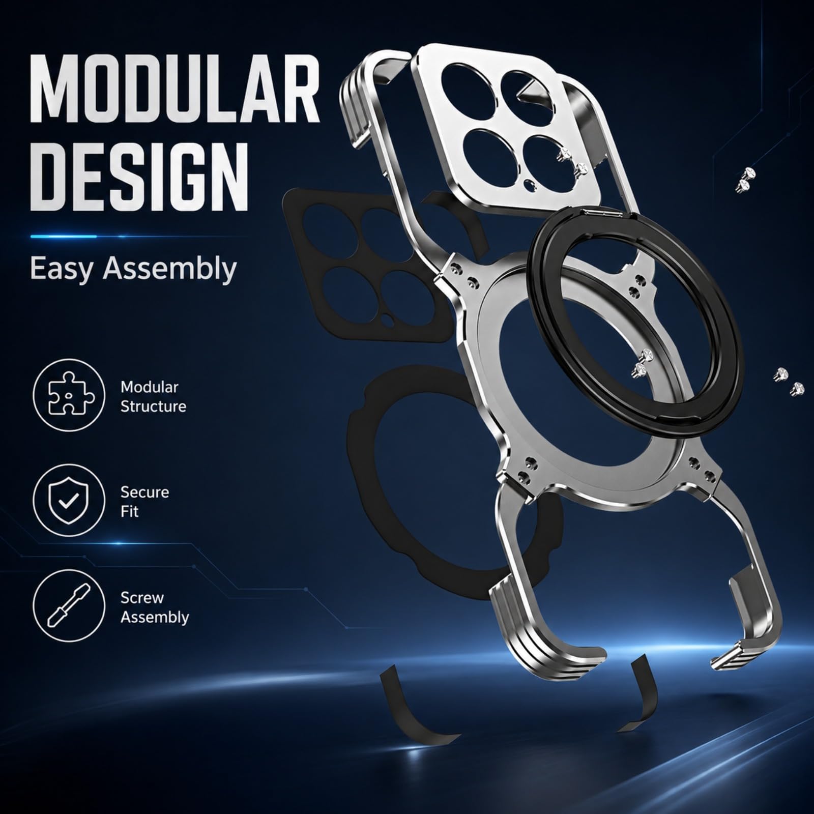 Funda para Xiaomi 15 Pro con Anillo Giratorio, Negro Rojo | Anillo Magnético Giratorio con Soporte, Estructura de Metal Abierta, Bordes de Cámara Elevados, Esquinas Reforzadas