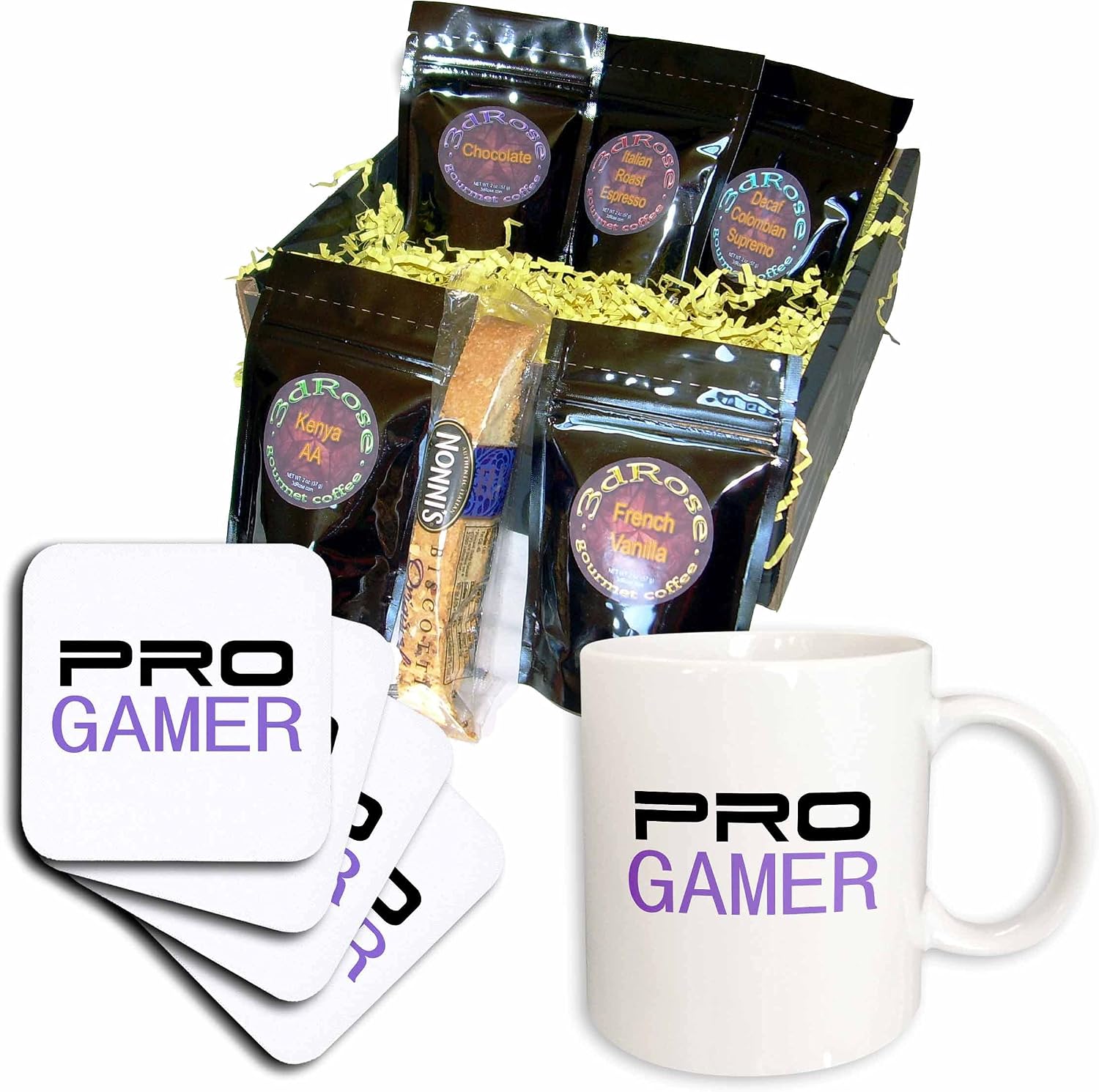 3dRose cgb_151243_1 Awesome Gaming Job or Hobby and Proud of it-Computer pro-Gamer in Black and Purple-Coffee Gift Basket, Multicolor
