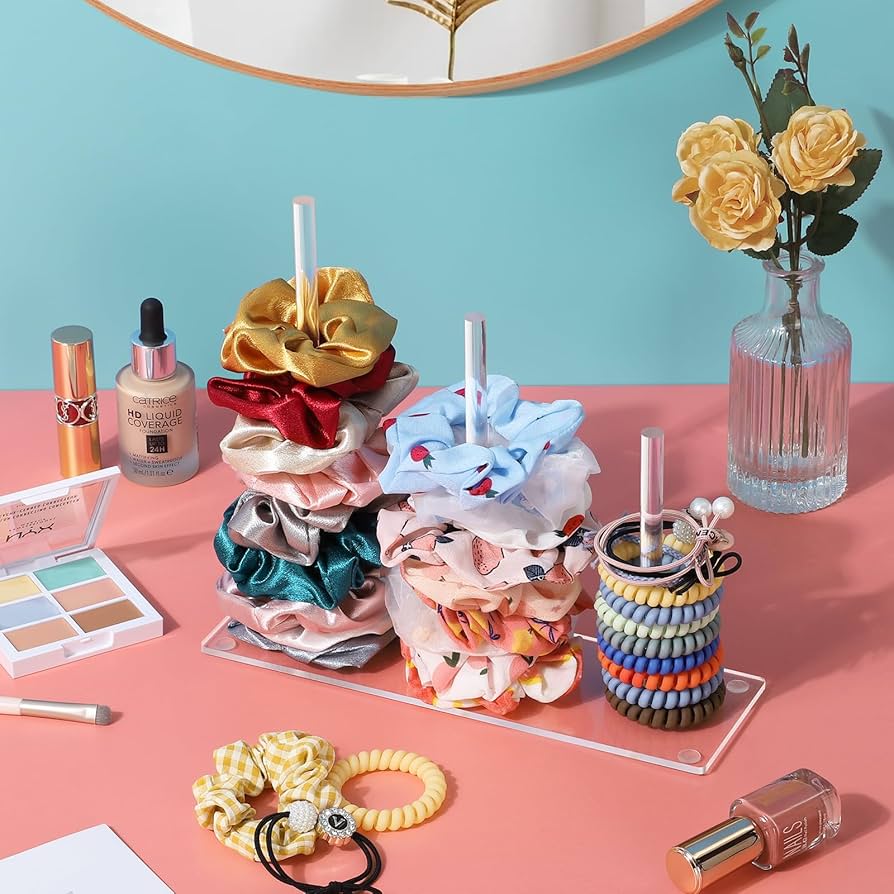 Amazon｜3段シュシュホルダースタンド、アクリルヘアタイ