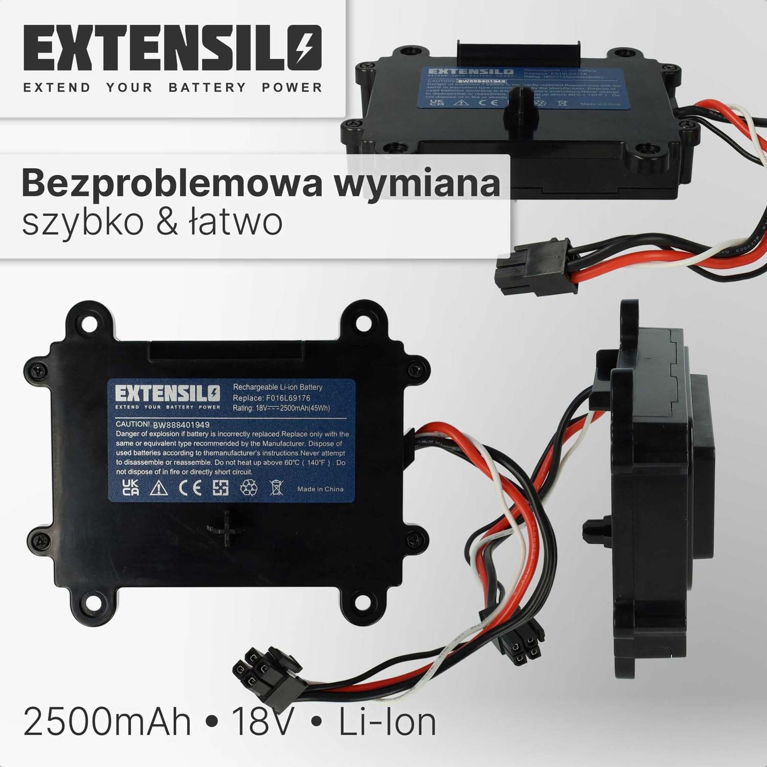 Akumulator kompatybilny z kosiarką Bosch Indego 350, M 700, 400 (2500 mAh 18 V litowo-jonowy)