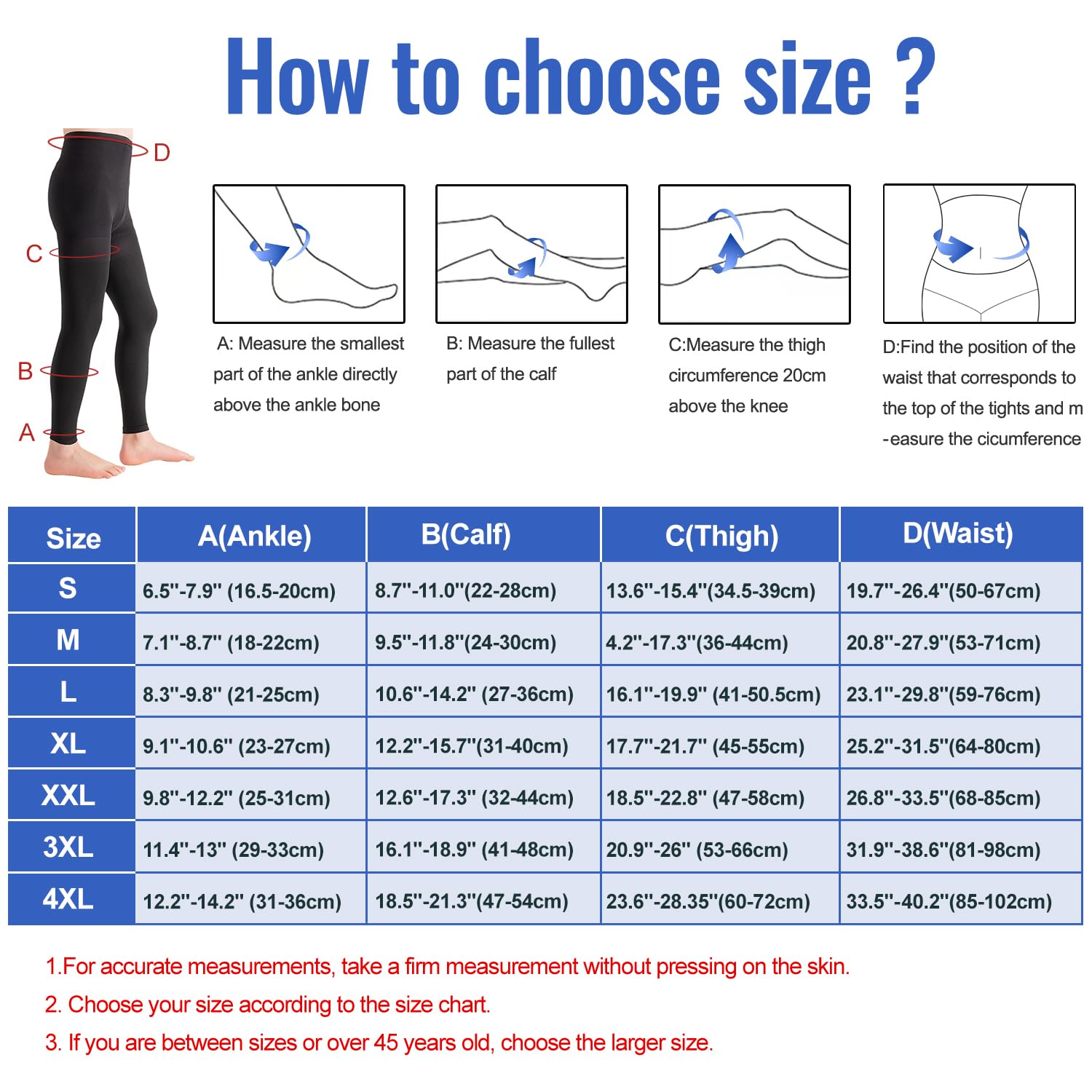 Collants de Compression Longs (Sans Pied, Médicaux) 20-30 mmHg Classe 2 – Bas de Soutien pour Femmes & Hommes contre Varices, Œdèmes, TVP, Veines Perforantes