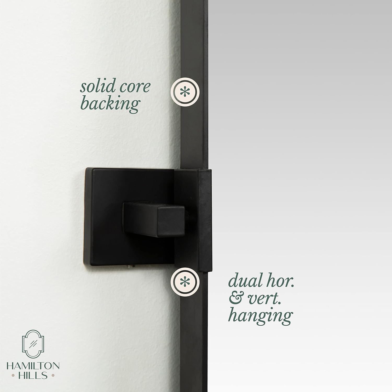 Hamilton Hills 24x36 inch Matte Black Metal Framed Rectangular Pivot Mirror for Wall | Beveled Frame Vanity Mirror Wall Decor | Wall-Mounted Bedroom, Bathroom Mirror with Hinges Brackets Included