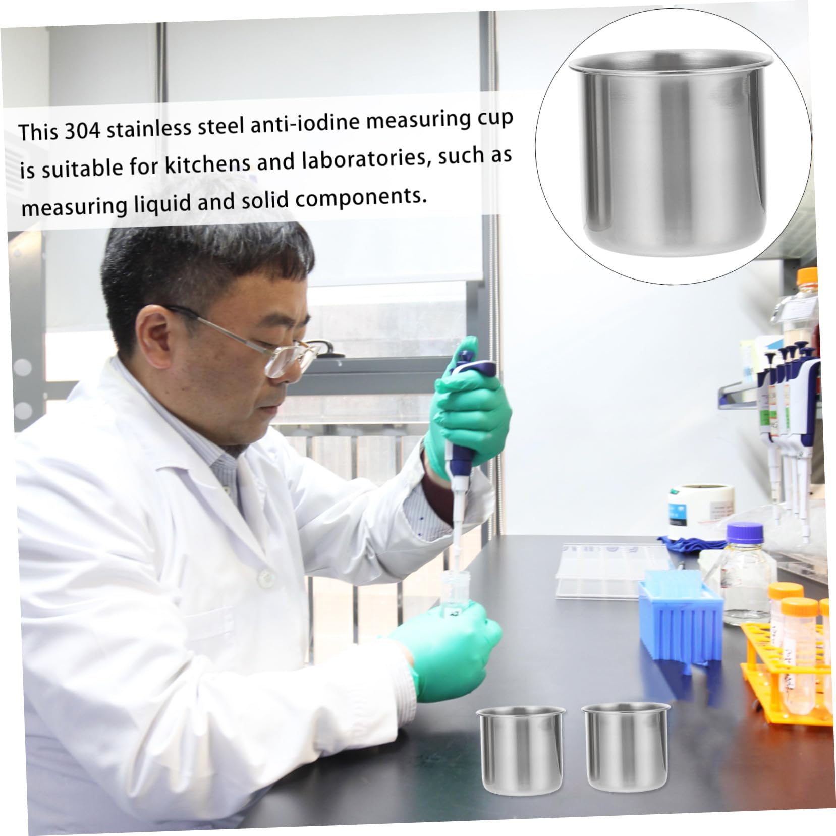 INOOMP 6piezas Vasos Medidores Acero Inoxidable para Laboratorio Vaso Metálico para Medicinas Herramienta de Medición Unidades