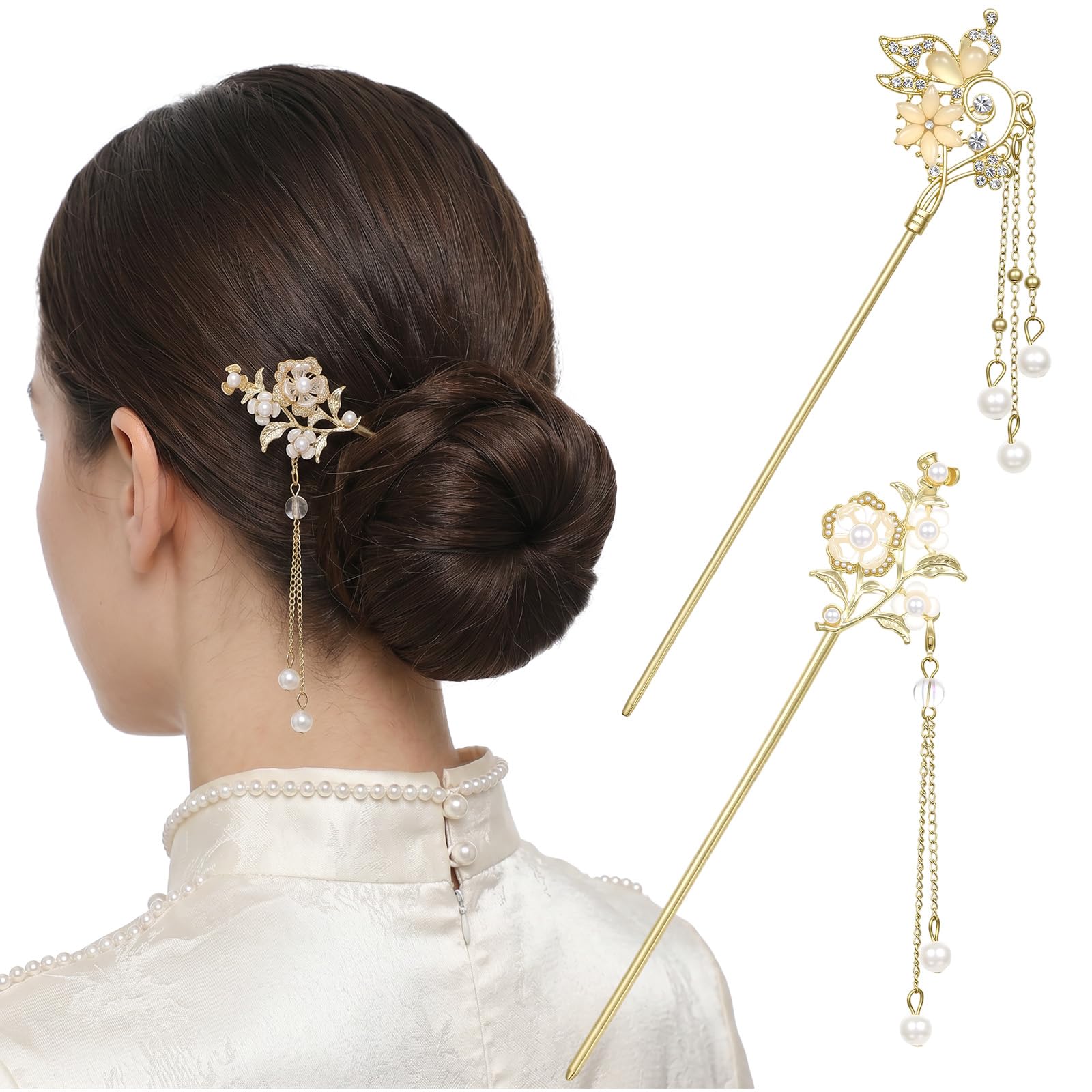 Photo 1 of RAHHLIZS 2 PCS Alloy Flower Hair Sticks