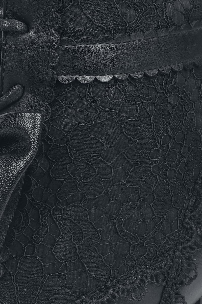 Gothicana by EMP Damen Schwarze High Heels mit Zierschleife, Reißverschluss und Schnürung