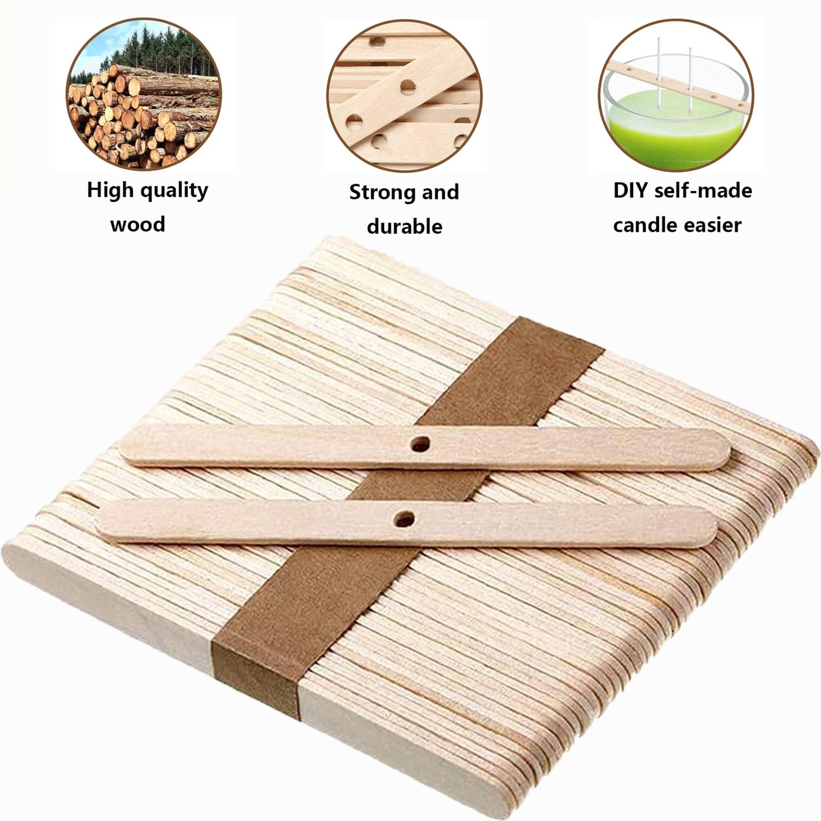 800 Stück Kerzendochthalter, Dochtzentrierwerkzeug aus Holz, für die Kerzenherstellung, Wachsstifte, Clips, Geräte, Bastelbedarf