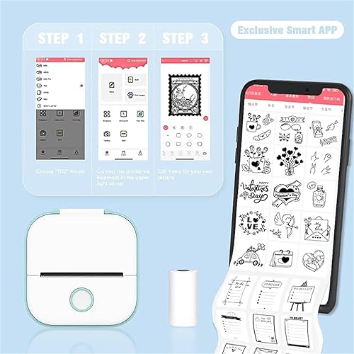 Miniatura 5 de Mini impresora de calcomanías, impresora de calcomanías sin tinta, mini impresora de bolsillo, impresora portátil sin tinta, impresora portátil de