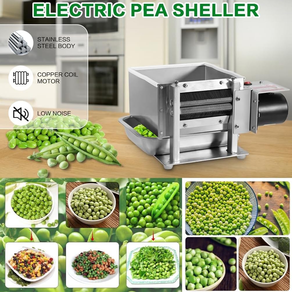Máquina eléctrica comercial para pelar guisantes, 80 r/min, rodillo ajustable, 20-50 kg/h, herramienta peladora de frijoles para guisantes y soja