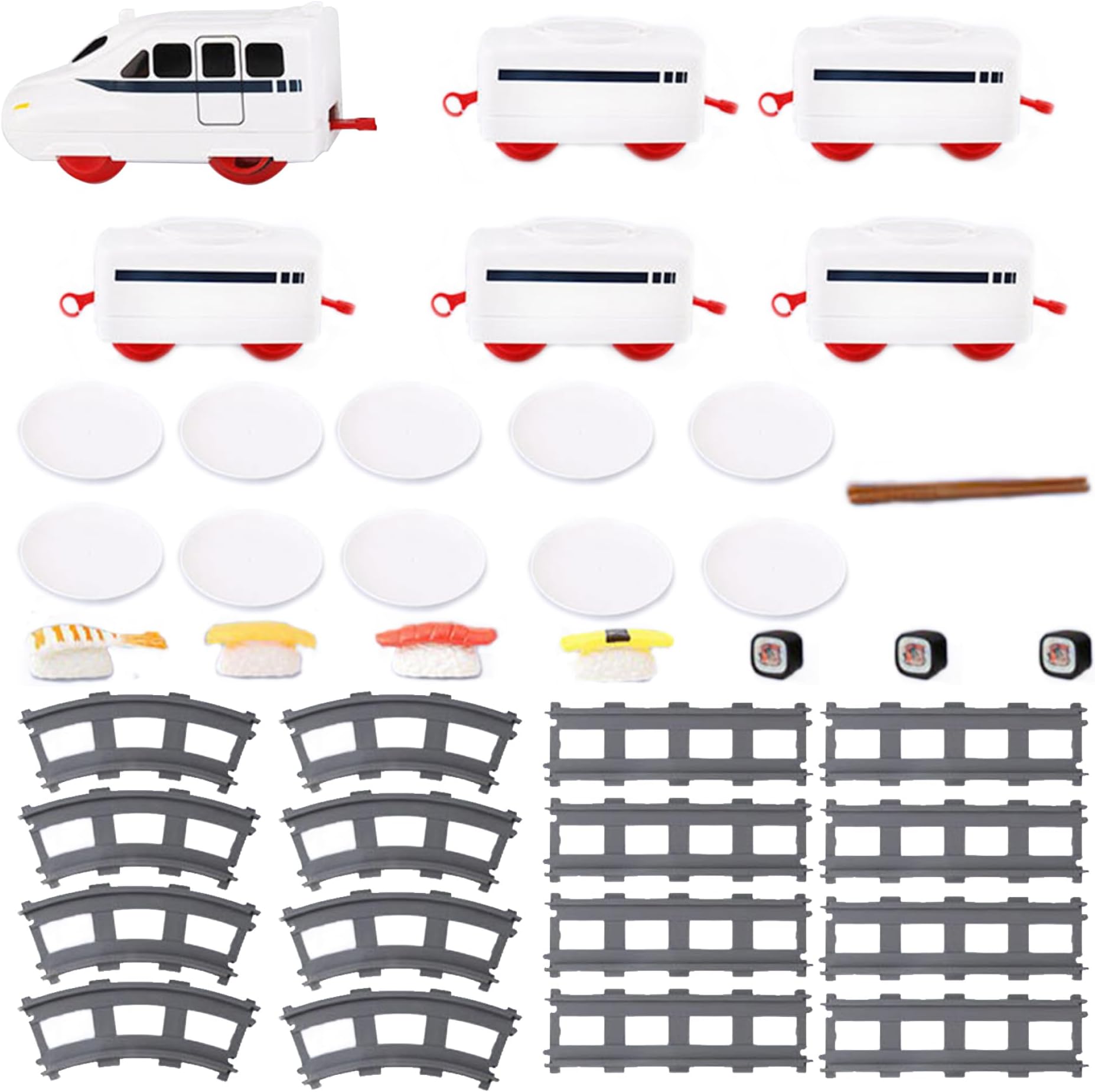Table Food Train, Sushi Train, Rotating Table Food Train, Home Dining Train with Rail Conveyor Belt, Serving Tray, Battery Powered Train Table for