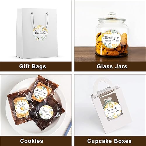 Miniatura 4 de 80 calcomanías de agradecimiento de abeja, decoraciones temáticas de abeja, decoraciones de baby shower de mamá a abeja (2 pulgadas)