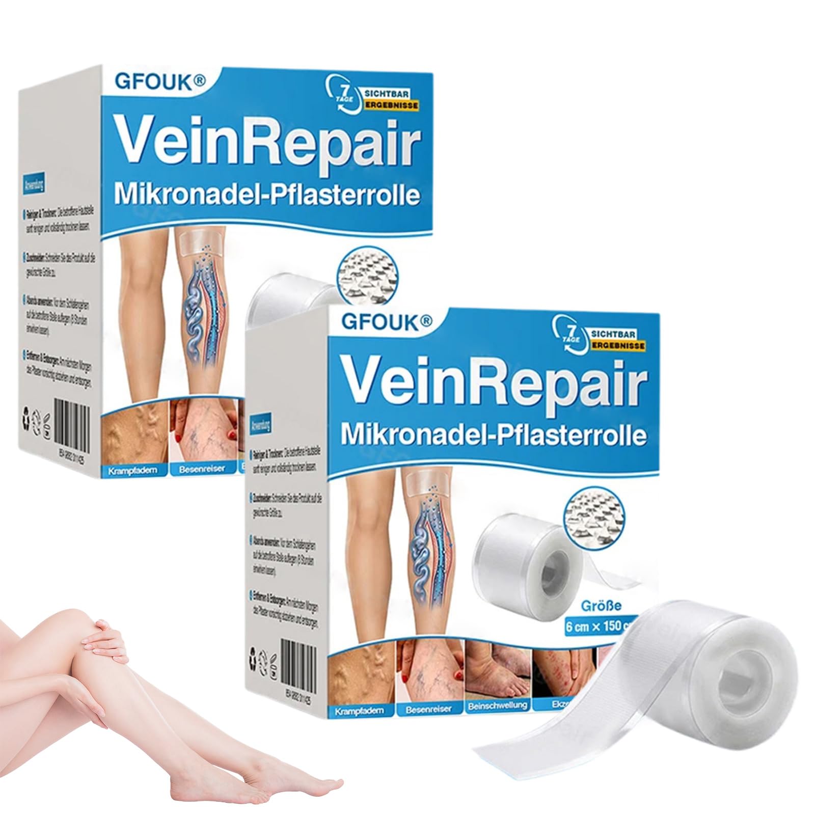 GFOUK VeinRepair Mikronadel Pflasterrolle, GFOUK Mikronadel Pflaster, Professional Vein Heal Pflaster für alle Hauttypen (2PCS)