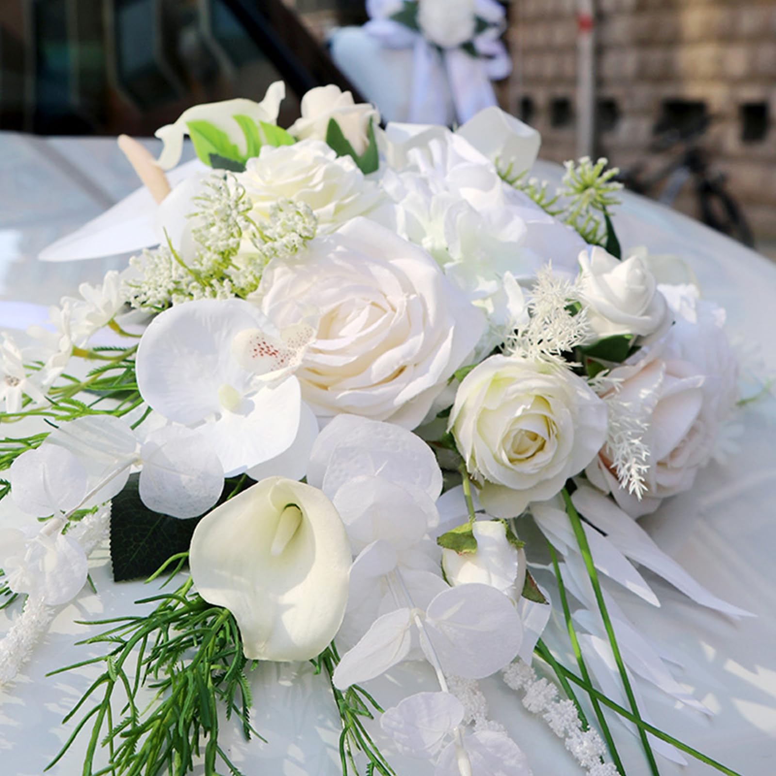 7-teiliges Kunstblumen-Set, Hochzeits-Auto-Dekoration, Stoffblumen für Romantiker, Hochzeitsatmosphären, Auto-Dekorationen