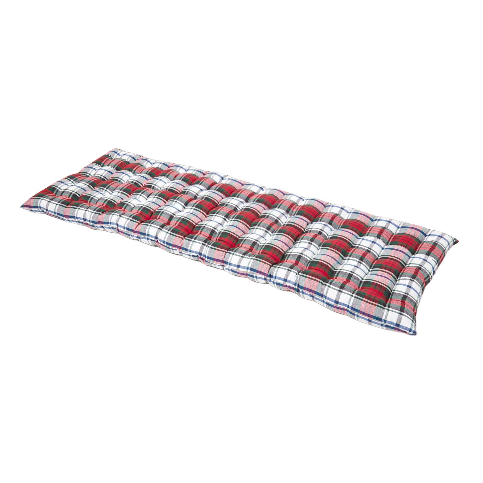 Homescapes Red Tartan Garden Bench Cushion 3 Seater Seat Pad For Patio Furniture Kitchen Or Dining Bench Indoor & Outdoor Use Comfortable 100% Cotton “Macduff” Style Thick Cushion 143 Cm Wide
