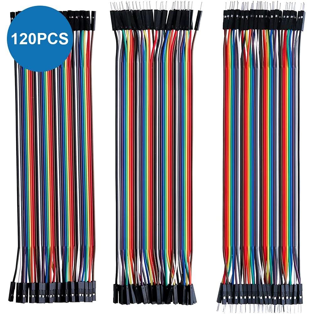 MMOBIEL 120 pz. Fili ponticello per basetta Dupont multicolore Kit cavi a nastro 40-pin M/F, M/M, F/F Compatibile con progetti fai-da-te Arduino, Raspberry Pi 2 3 4, Lunghezza 20 cm